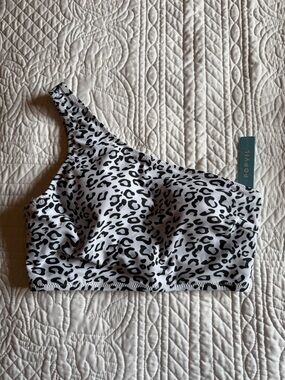 Popvil One-Shoulder Black & White Leopard Swim Top